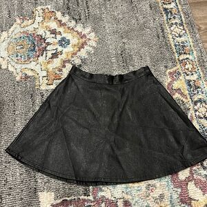 American Eagle Black Faux Leather Skater Circle Modern Skirt